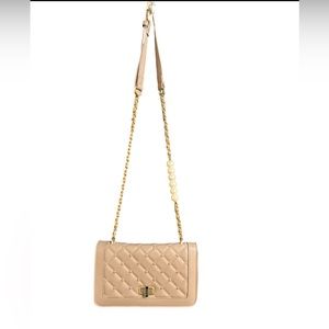 Cute nude quilted Badgley Mischka crossbody purse!